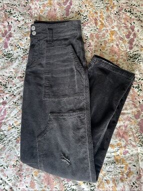 EUC Anthropologie Pilcro The Wanderer Distressed Corduroy Pants in Charcoal Gray